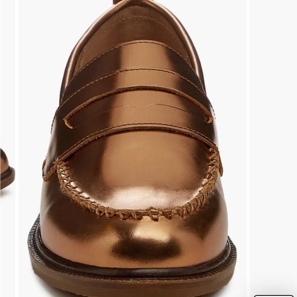 New nwot Kelsi Dagger Lens metallic bronze penny loafers - Picture 5 of 12